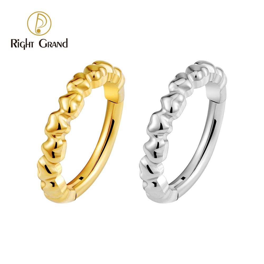 Right Grand ASTM F136 Titanium Heart Shaped Hinged Segment Clicker Ring 16G Cartilage Hoop Daith Nose Septum Piercing Jewelry