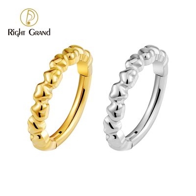 Right Grand ASTM F136 Titanium Heart Shaped Hinged Segment Clicker Ring 16G Cartilage Hoop Daith Nose Septum Piercing Jewelry