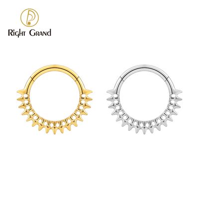 Right Grand ASTM F136 Titanium 16G Gear Hinged Clicker Segment Hoop Ring Daith Earring Septem Nose Piercing