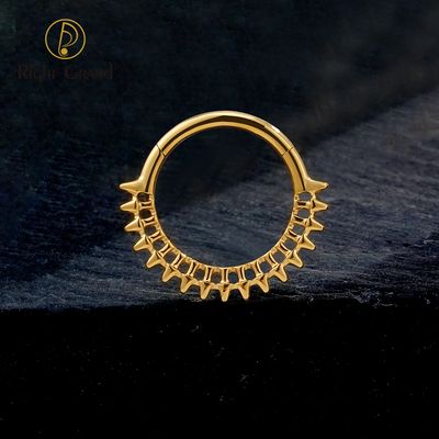 Right Grand ASTM F136 Titanium 16G Gear Hinged Clicker Segment Hoop Ring Daith Earring Septem Nose Piercing