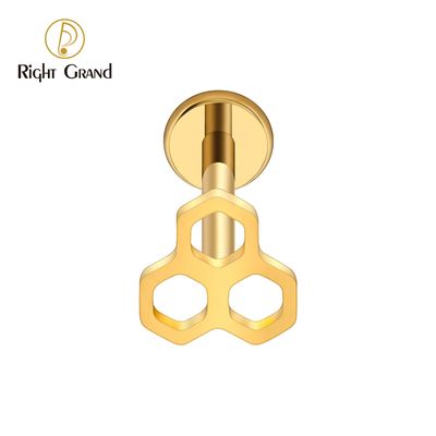 Right Grand ASTM F136 Titanium Internal Thread Honeycomb Stud Earring 16G Helix Stud Tragus Cartilage Labret Monroe Piercing Jewelry