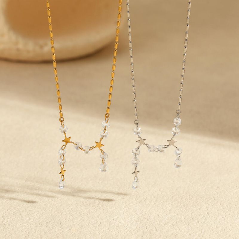 Right Grand Zircon Necklace Stainless Steel Star Pendant Tassel Charm Necklaces for Women Fashion Party Versatile Jewelry Gift