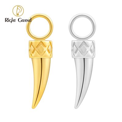 Right Grand ASTM F136 Titanium Bull Horn Charm for Ear Lobe Dangle Hoop Huggie Earrings