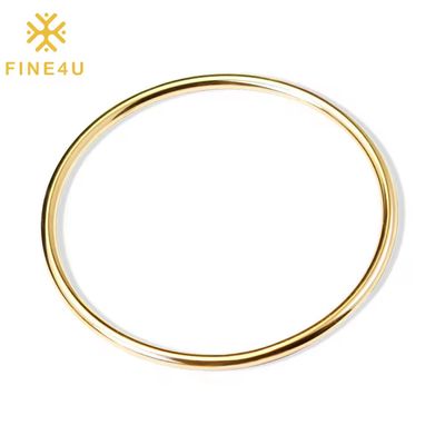 Right Grand High Quality Simple Smooth Plain Fashion Stainless Steel 18K Gold Bracelet Bangles Jewelry Women