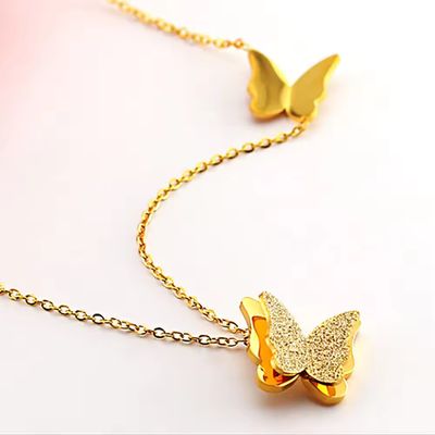 Right Grand 2024 trendy women fashion accessories gold plated matte stainless steel butterfly necklace