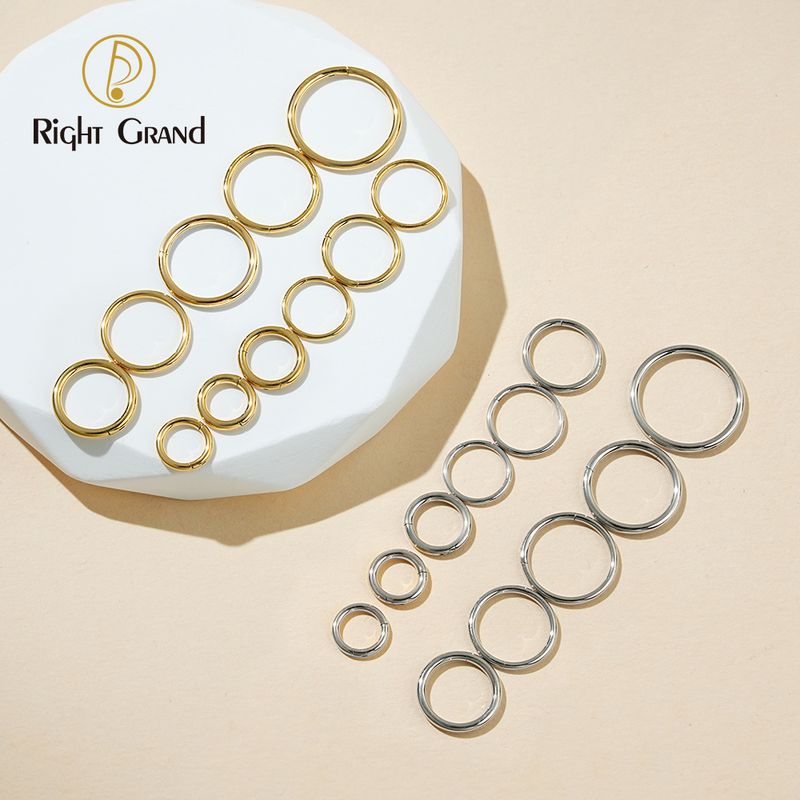 Right Grand Mirror Polish Titanium ASTM F136 Implant Grade Plain Classic Hinged Septum Clicker Nose Rings