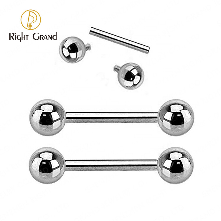 Right Grand Implant Grade Titanium ASTM F136  Internal Thread Straight Barbells Tongue Ring