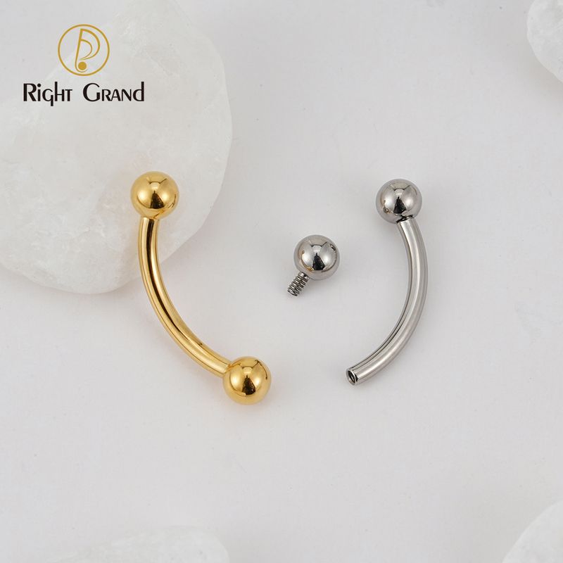 Right Grand Internal Thread Implant Grade Titanium ASTM F136 Curved Rook Piercing Eyebrow Ring