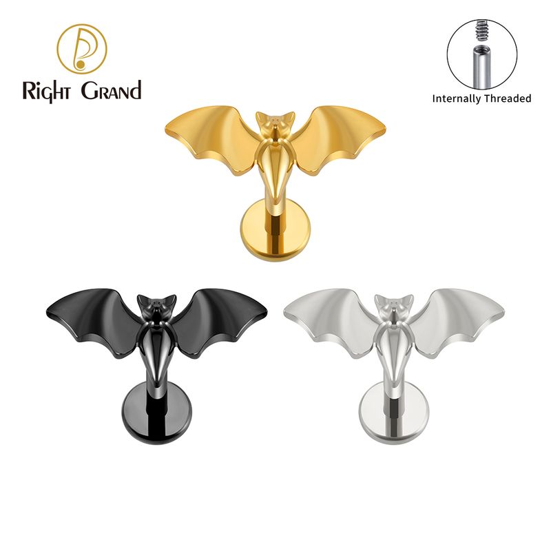 Right Grand ASTM F136 Titanium Internal Thread Bat Earrings Piercing Gothic Vampire Animal Stud Tragus Helix Cartilage Earring