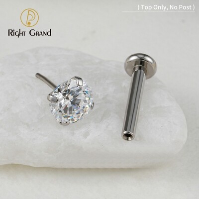 Right Grand ASTM F136 Titanium Threadless Push Pin CZ Top End for Tragus Helix Cartilage Conch Nose Stud Ring Piercing