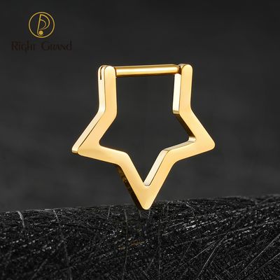 Right Grand ASTM F136 Titanium Straight Barbell Earring 16G Simple Geometric Star Septum Nose Clicker Ring