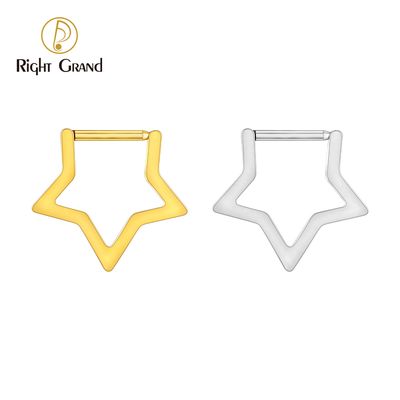 Right Grand ASTM F136 Titanium Straight Barbell Earring 16G Simple Geometric Star Septum Nose Clicker Ring