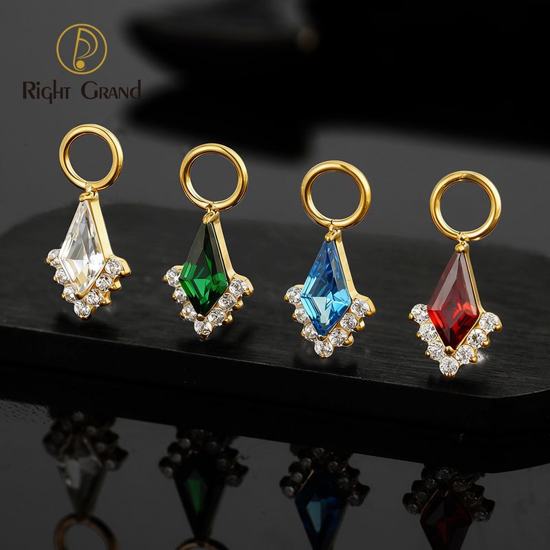 Right Grand ASTM F136 Titanium Kite CZ Dangle Charm For Lobe Earrings