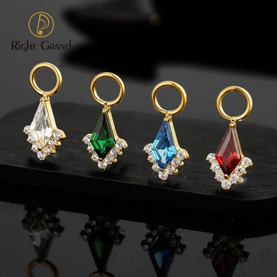 Right Grand ASTM F136 Titanium Kite CZ Dangle Charm For Lobe Earrings