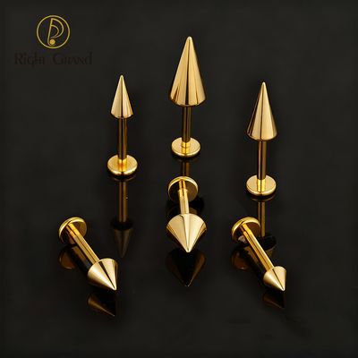 Right Grand ASTM F136 Titanium Internal Thread Spike Taper Cartilage Earring 16G Helix Tragus Stud Flat Back Labret Piercing Jewelry