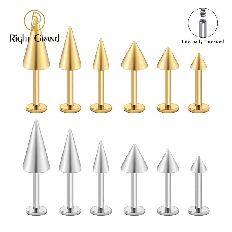 Right Grand ASTM F136 Titanium Internal Thread Spike Taper Cartilage Earring 16G Helix Tragus Stud Flat Back Labret Piercing Jewelry