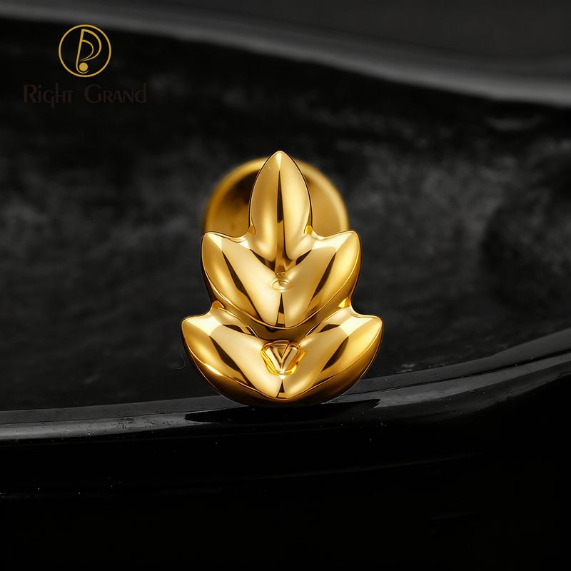 Right Grand ASTM F136 Titanium 16G Internal Thread Olive Leaf Labret Stud Helix Conch Cartilage Tragus Flat Back Piercing