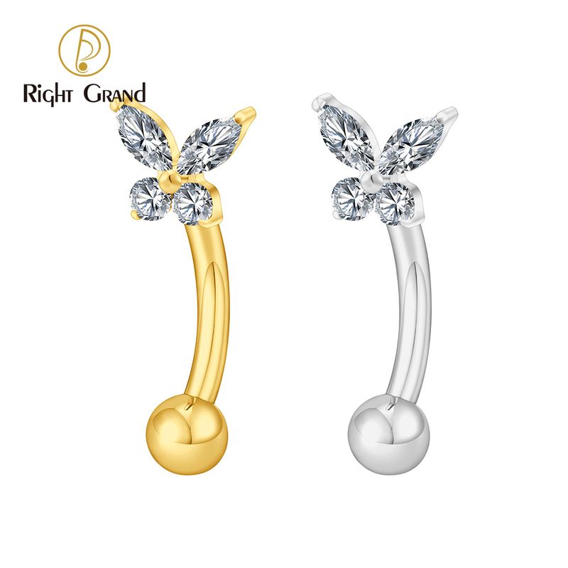 Right Grand ASTM F136 Titanium Butterfly CZ Labret Stud 16G Curved Barbell Rook Earring Cartilage Ear Piercing Jewelry