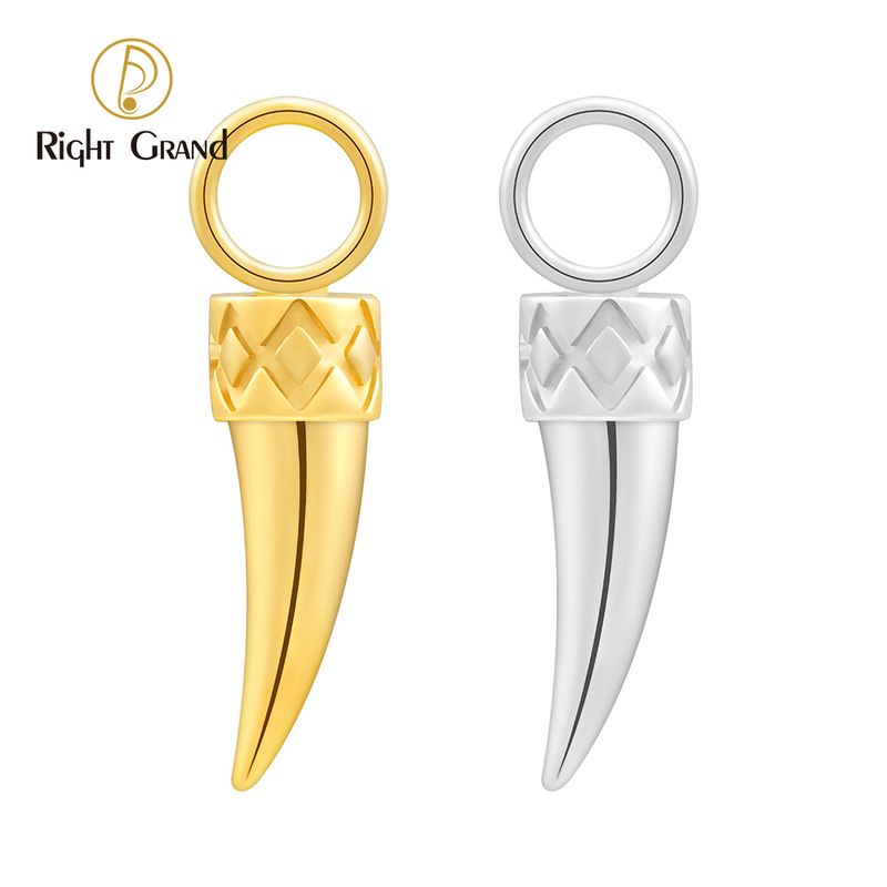 Right Grand ASTM F136 Titanium Bull Horn Charm for Ear Lobe Dangle Hoop Huggie Earrings