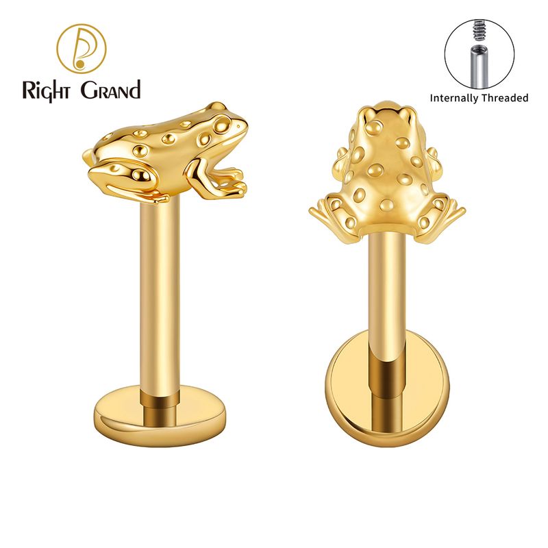 Right Grand ASTM F136 Titanium Internal Thread Toad Labret Ring 16G Flat Back Cartilage Stud Earring Conch Helix Lip Piercing Jewelry