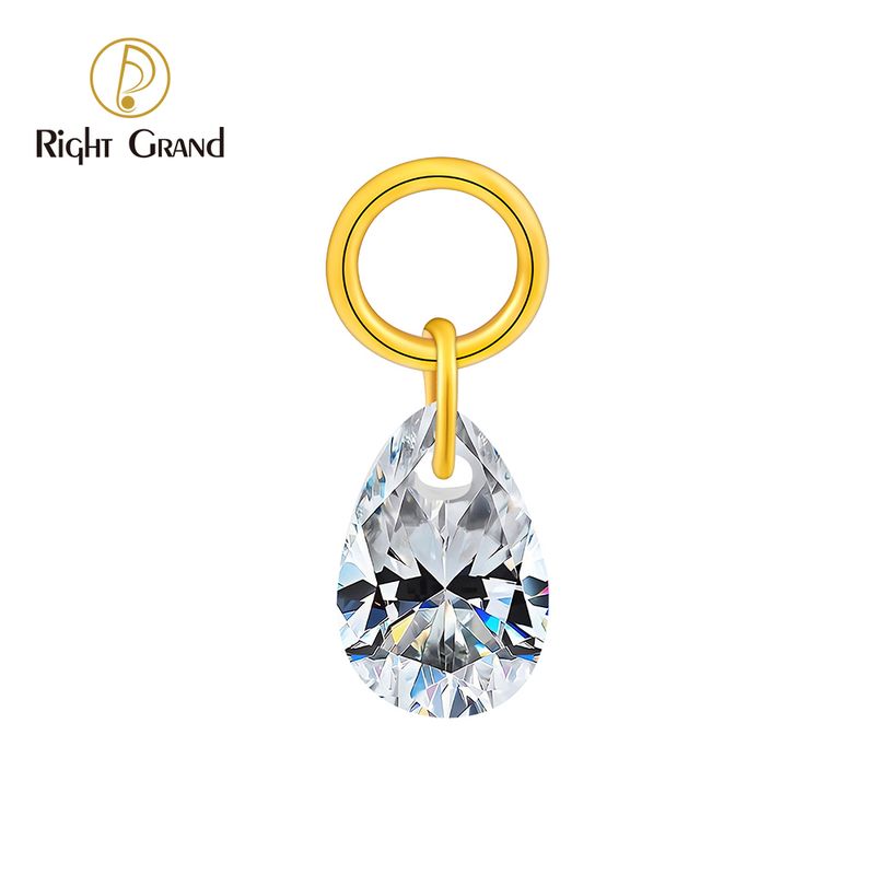 Right Grand ASTM F136 Titanium Waterdrop CZ Drop Ring Charm for Ear Lobe Dangle Hoop Huggie Earrings
