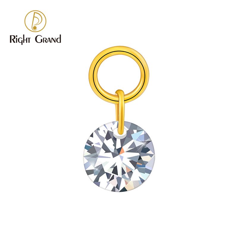 Right Grand ASTM F136 Titanium Round CZ Drop Ring Charm for Ear Lobe Dangle Hoop Huggie Earrings