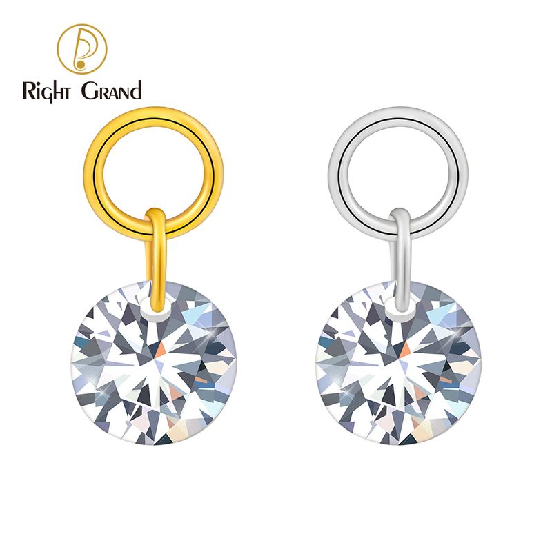 Right Grand ASTM F136 Titanium Round CZ Drop Ring Charm for Ear Lobe Dangle Hoop Huggie Earrings