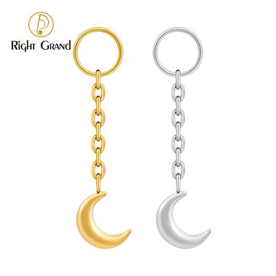 Right Grand ASTM F136 Titanium Moon Drop Ring Charm for Ear Lobe Dangle Hoop Huggie Earrings