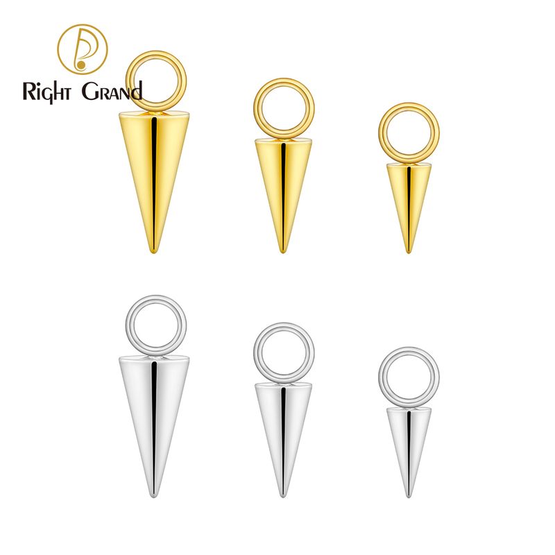 Right Grand ASTM F136 Titanium Cone Drop Ring Charm for Ear Lobe Dangle Hoop Huggie Earrings