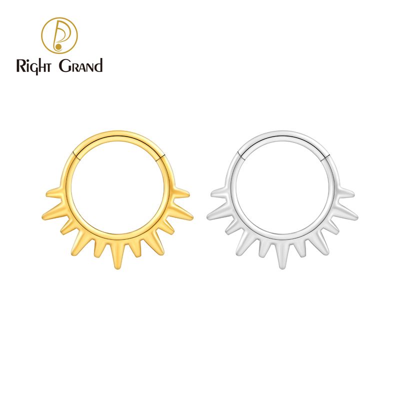 Right Grand ASTM F136 Titanium 16G Sunlight Hinged Clicker Segment Hoop Ring Daith Earring Septem Nose Piercing