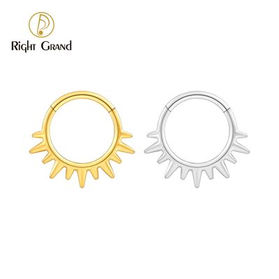 Right Grand ASTM F136 Titanium 16G Sunlight Hinged Clicker Segment Hoop Ring Daith Earring Septem Nose Piercing