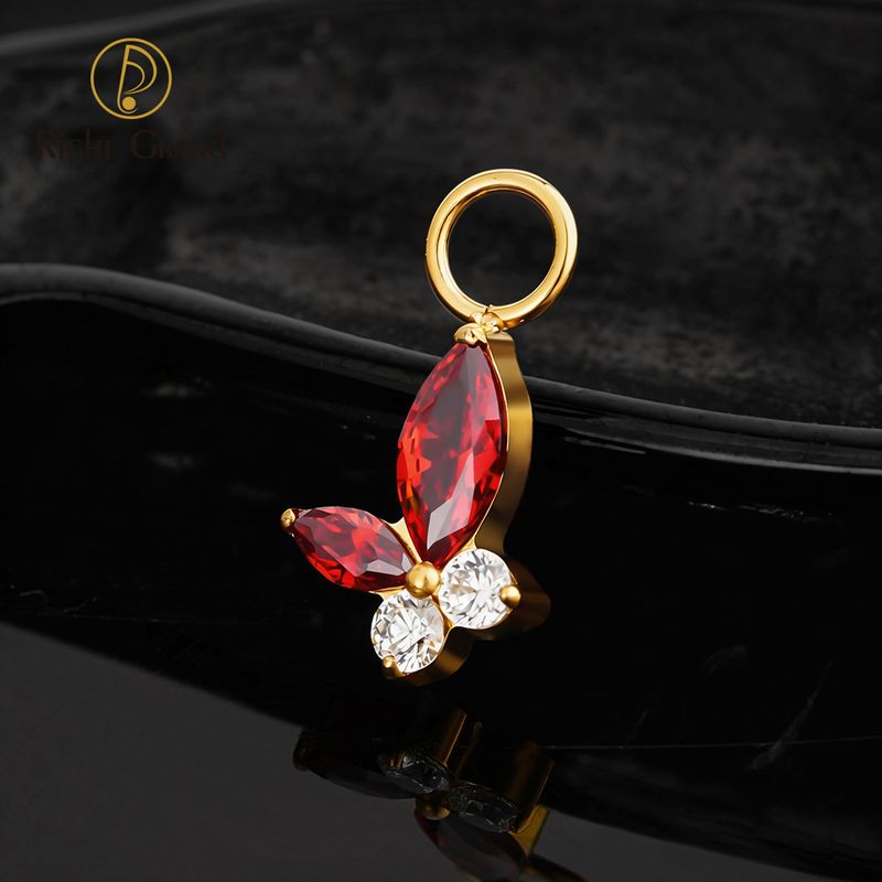 Right Grand ASTM F136 Titanium Marquise Garnet Butterfly Drop Ring Charm for Ear Lobe Dangle Hoop Huggie Earrings