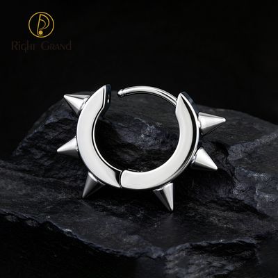 Right Grand Titanium Cone Chunky Hinged 14G Daith Helix Hoop Earring Piercing Jewelry