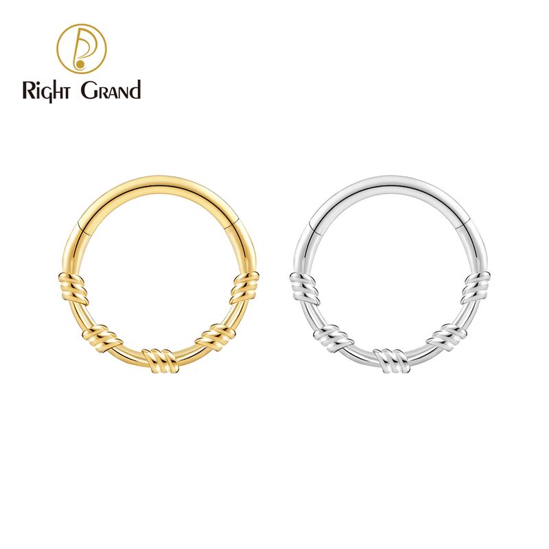 Right Grand Titanium Twists Hinged Septum Clicker Nose Ring 16G Daith Helix Hoop Earring Piercing Jewelry