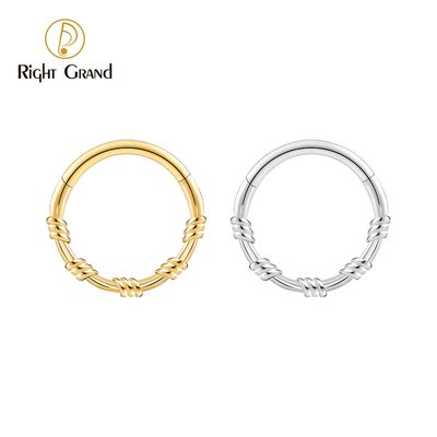 Right Grand Titanium Twists Hinged Septum Clicker Nose Ring 16G Daith Helix Hoop Earring Piercing Jewelry