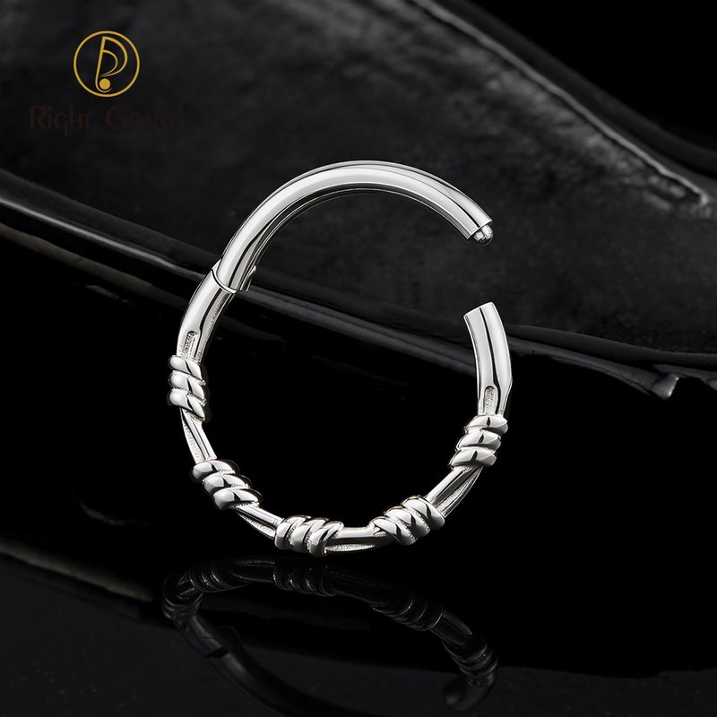 Right Grand Titanium Twists Hinged Septum Clicker Nose Ring 16G Daith Helix Hoop Earring Piercing Jewelry