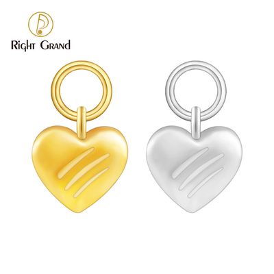 Right Grand Titanium Lacerated Heart Drop Ring Charm for Ear Lobe Dangle Hoop Huggie Earrings