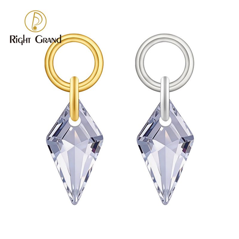 Right Grand Titanium Kite CZ Drop Ring Charm for Ear Lobe Dangle Hoop Huggie Earrings