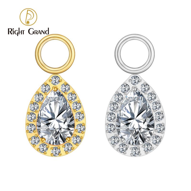 Right Grand Titanium CZ Waterdrop Drop Ring Charm for Ear Lobe Dangle Hoop Huggie Earrings