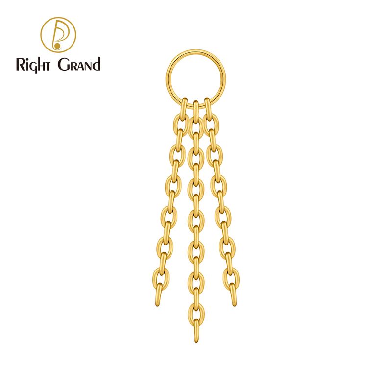 Right Grand Titanium Triple Chain Drop Ring Charm for Ear Lobe Dangle Hoop Huggie Earrings