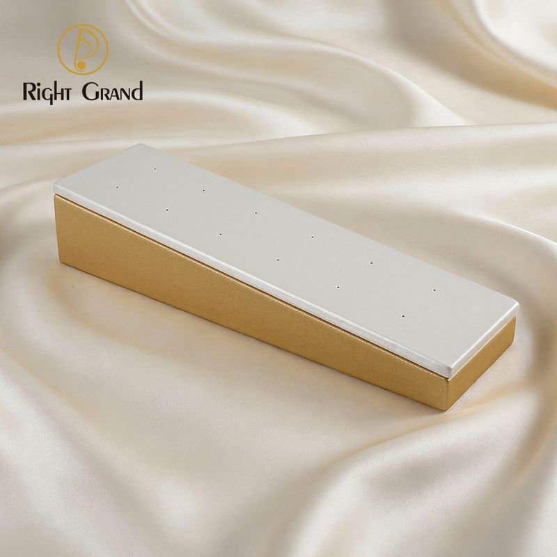 Right Grand High Quality Fiberboard Leather Rectangular Sloped Display Stand for Piercing Body Jewelry Modern Display Holder with 12 Holes