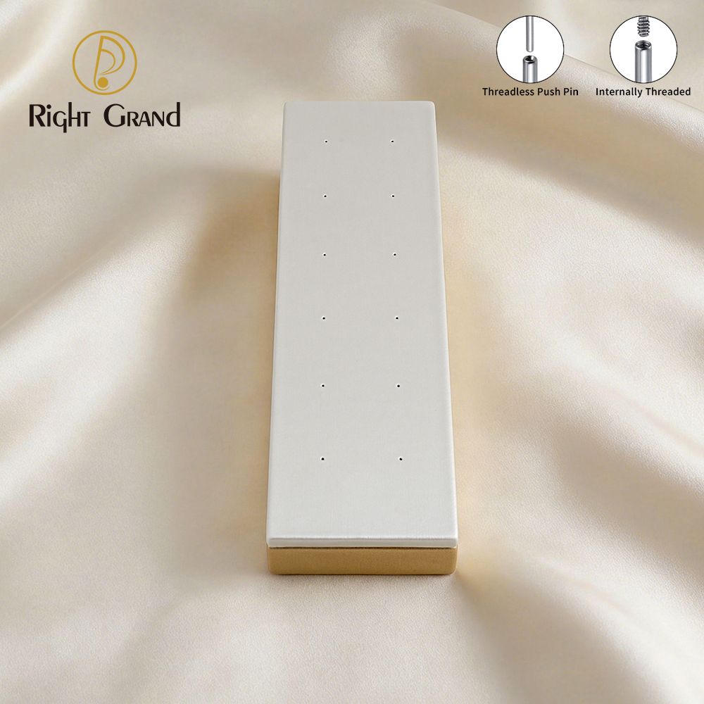 Right Grand High Quality Fiberboard Leather Rectangular Sloped Display Stand for Piercing Body Jewelry Modern Display Holder with 12 Holes