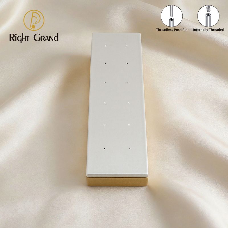 Right Grand High Quality Fiberboard Leather Rectangular Sloped Display Stand for Piercing Body Jewelry Modern Display Holder with 12 Holes