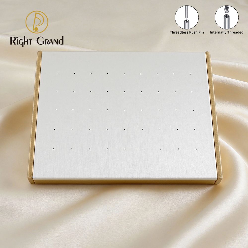 Right Grand High Quality Fiberboard Leather Rectangle Sloped Display Stand for Piercing Body Jewelry Modern Display Holder with 45 Holes