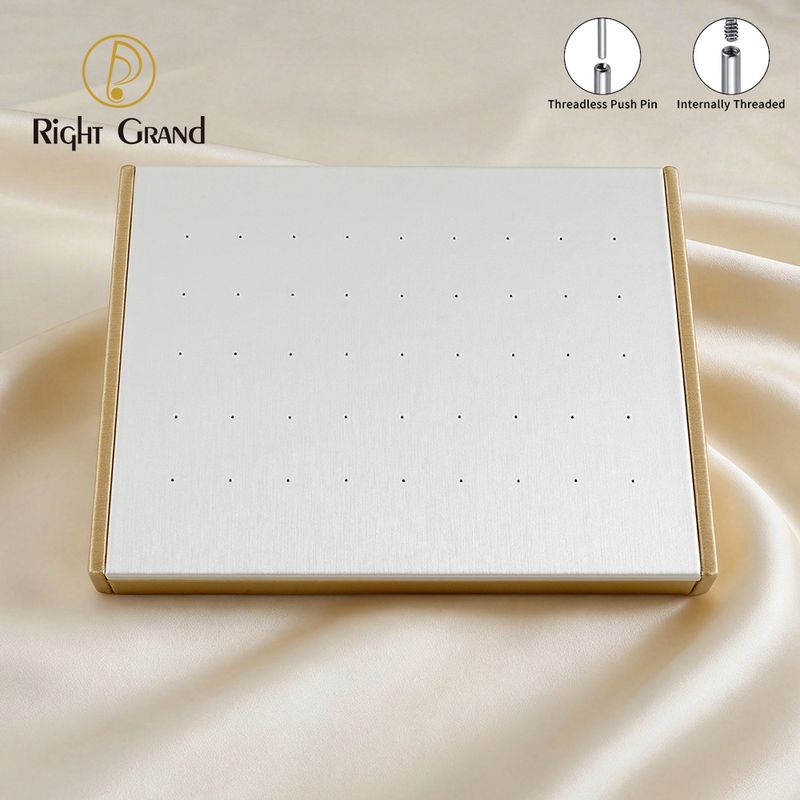 Right Grand High Quality Fiberboard Leather Rectangle Sloped Display Stand for Piercing Body Jewelry Modern Display Holder with 45 Holes