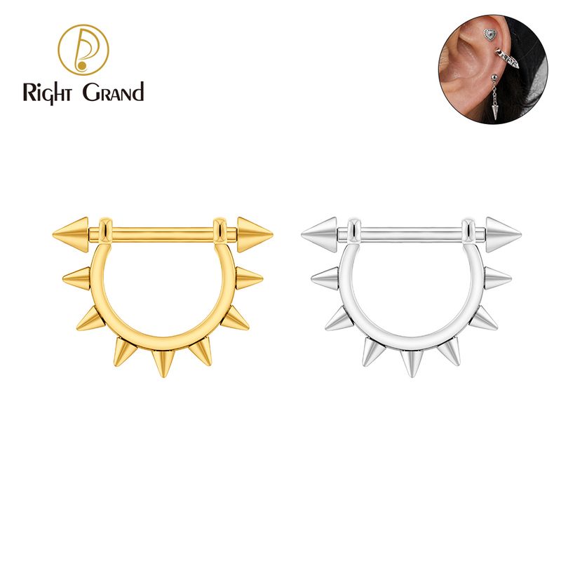 Right Grand Titanium Cone Straight Barbell Hinged Septum Clicker Nose Ring 16G Daith Helix Hoop Earring Piercing Jewelry