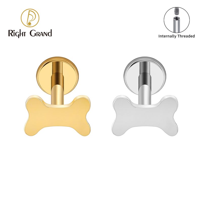 Right Grand Titanium Internal Thread Bone Labret Ring 16G Flat Back Cartilage Stud Earring Conch Helix Lip Piercing Jewelry