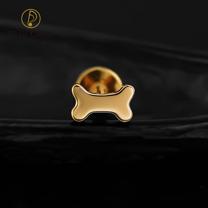 Right Grand Titanium Internal Thread Bone Labret Ring 16G Flat Back Cartilage Stud Earring Conch Helix Lip Piercing Jewelry