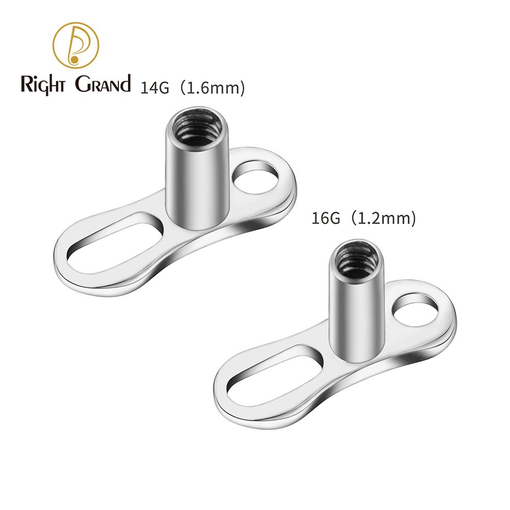Right Grand Implant Grade ASTM F136 Titanium Mirror Polish Dermal Anchor Base