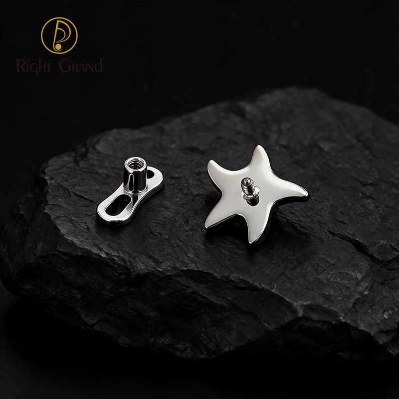 Right Grand Implant Grade ASTM F136 Titanium Mirror Polish Dermal Anchor Base